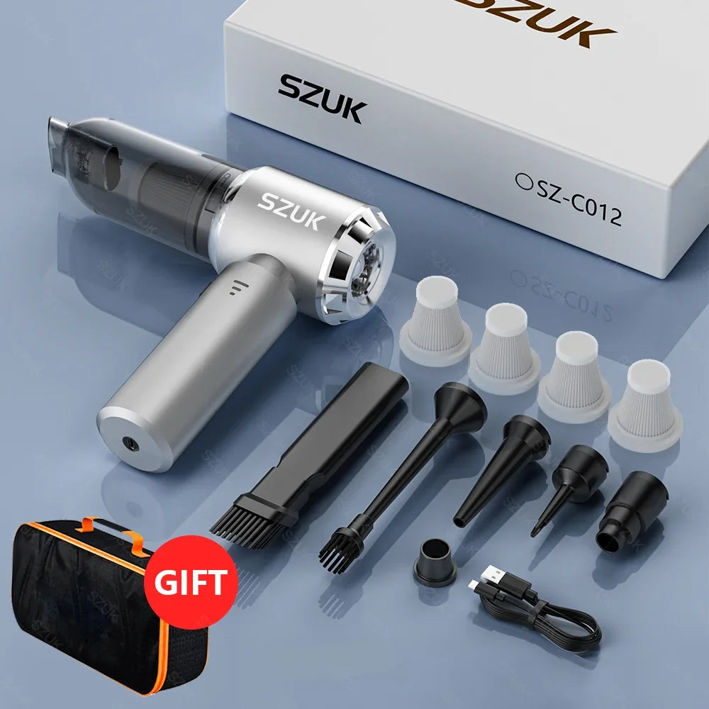 SZUK 180000PA Mini Car Vacuum Cleaner Powerful Cleaning Machine Handheld for Car Portable Wireless Cleaner Home Appliance